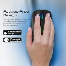ماوس لاسلكي Promate KITT ببطارية قابلة للشحن 500mAh وإضاءة RGB ودقة 1600 DPI أسود - Thumbnail 11