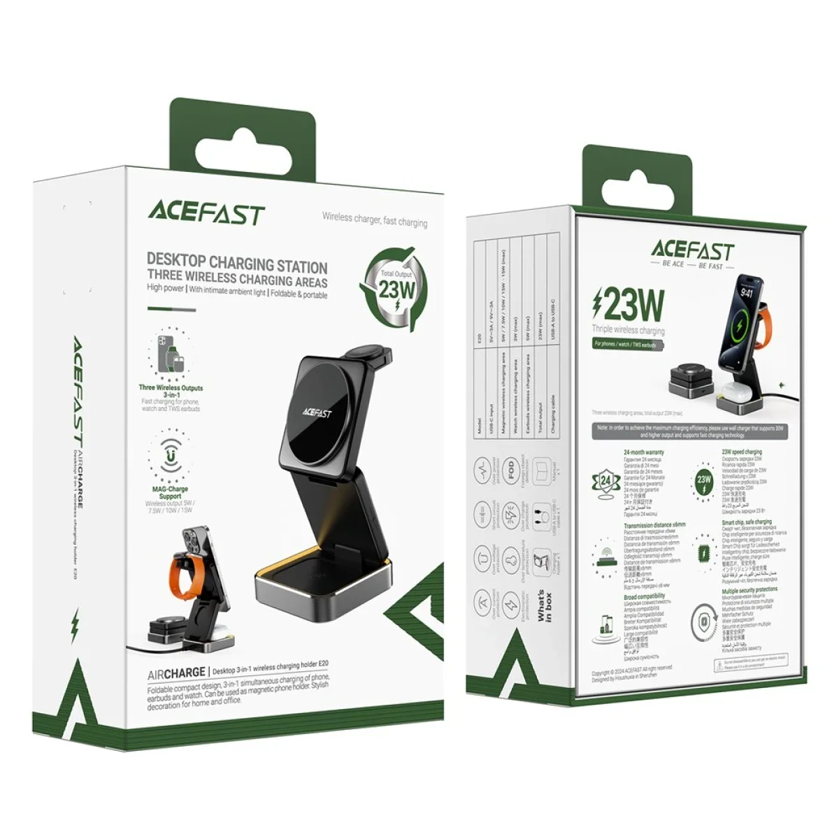 ACEFAST E20 3-in-1 Desktop Wireless Charging Station for Phone, Watch & Earbuds - Gray - Image 6