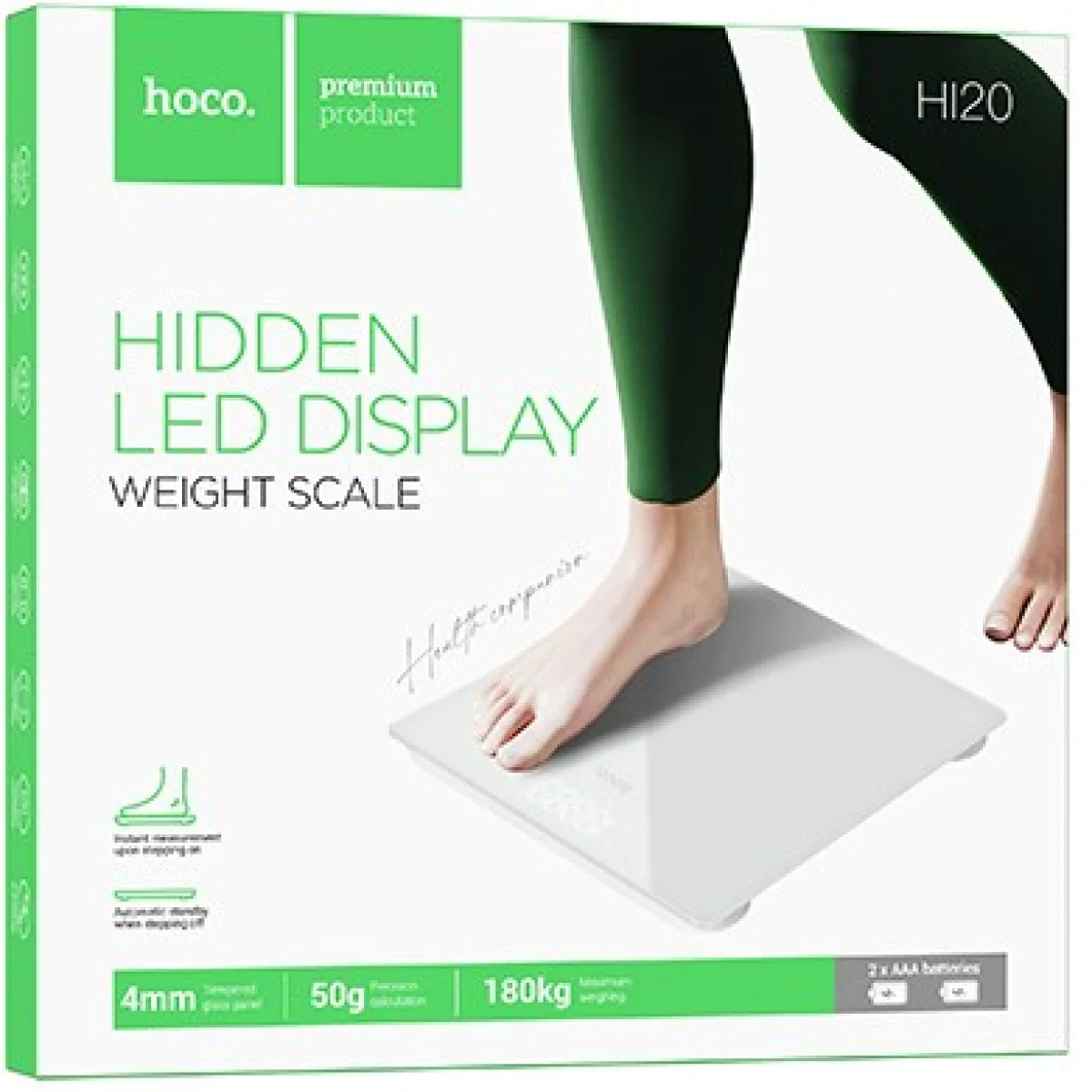 ميزان وزن إلكتروني HOCO HI20 مع شاشة LED - أبيض - Image 5