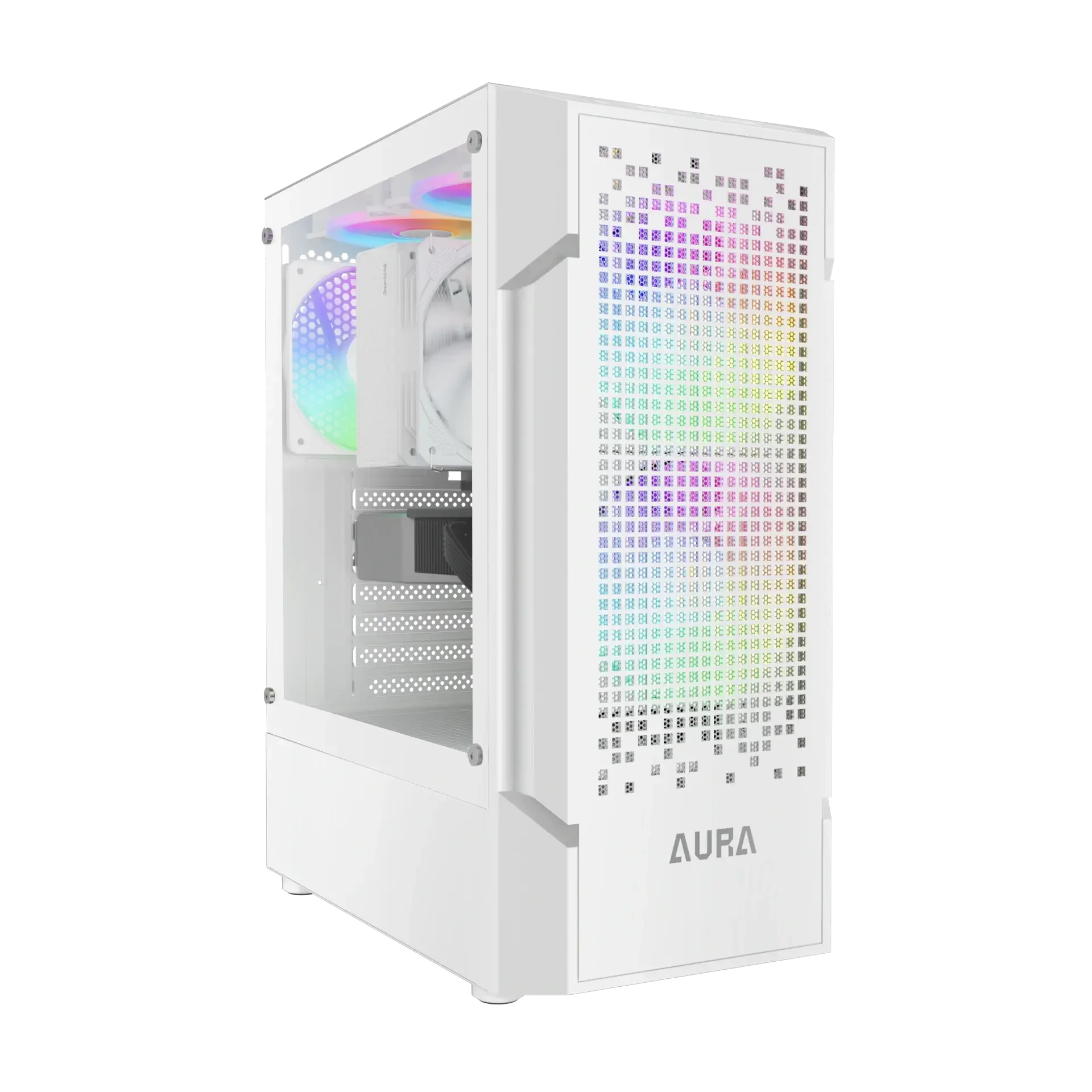صندوق ألعاب GAMDIAS AURA GC7 ARGB ميد تاور باللون الأبيض - Thumbnail 3