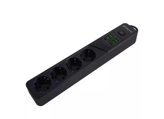 مشترك كهربائي Proove P-04 مع 4 مقابس AC و4 منافذ USB-A ومنفذين USB-C وكابل 2 متر - أسود - Image 5