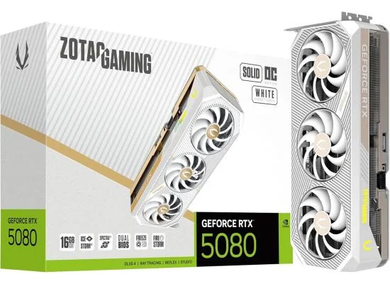 ZOTAC GAMING GeForce RTX 5080 SOLID OC White Edition 16GB GDDR7 Graphics Card - Thumbnail 3