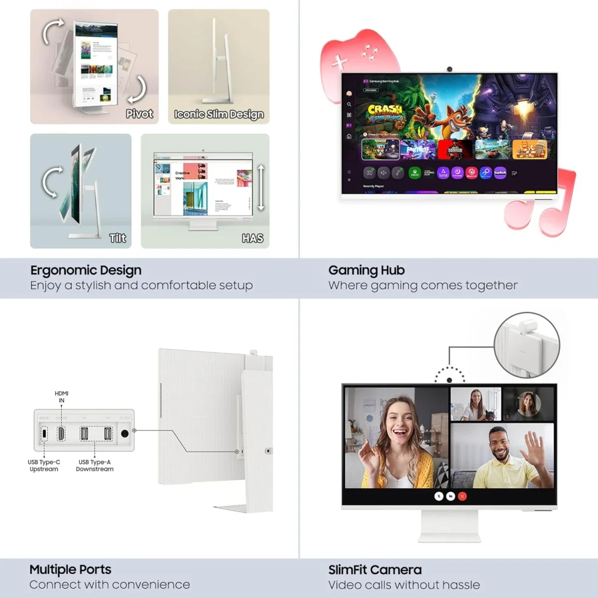 Samsung M8 M80F 32-inch 4K UHD Smart Monitor with Vision AI - Warm White - Thumbnail 4