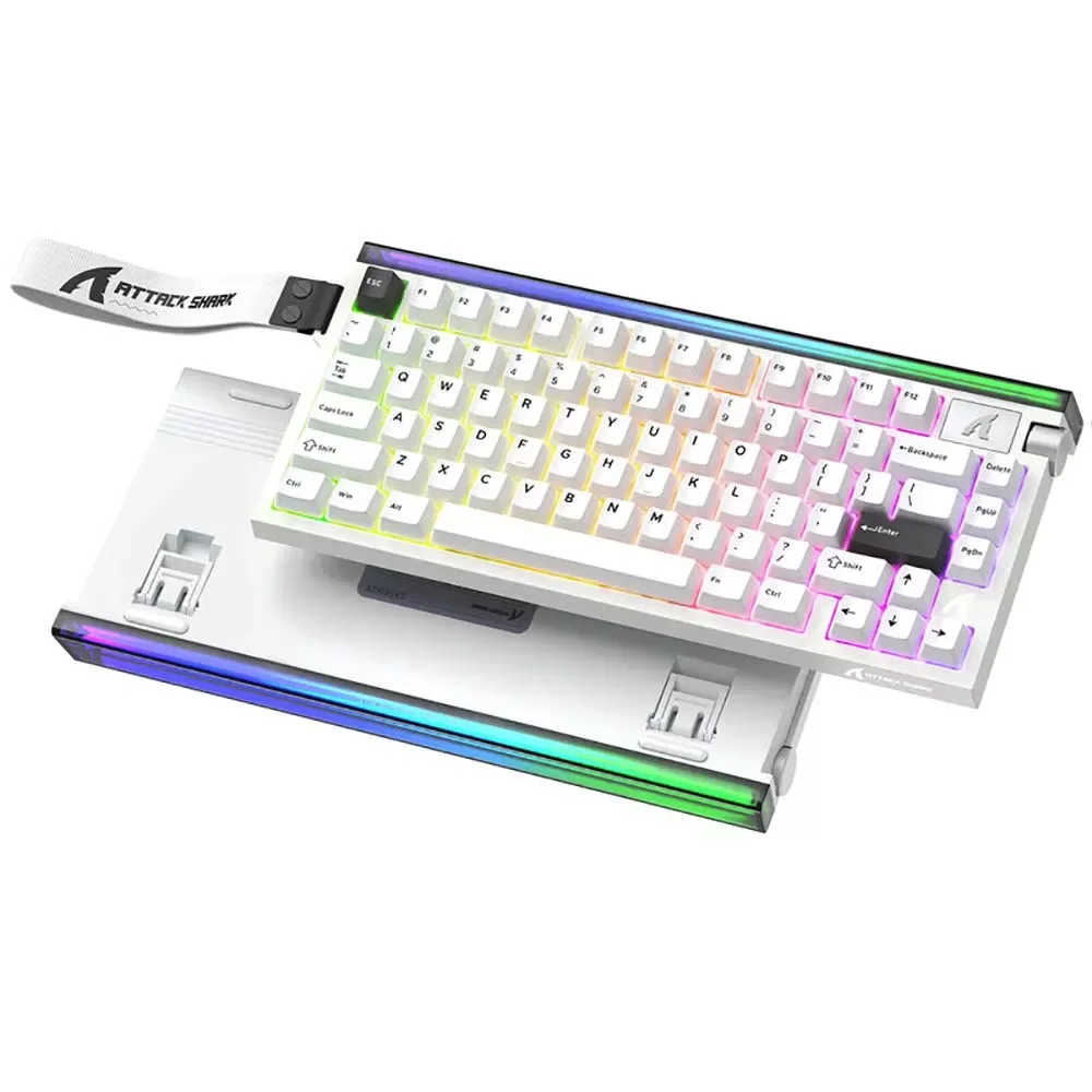 كيبورد ATTACK SHARK R85HE ميكانيكي بلون Starry White وسويتش Purple Mandrel - Thumbnail 3