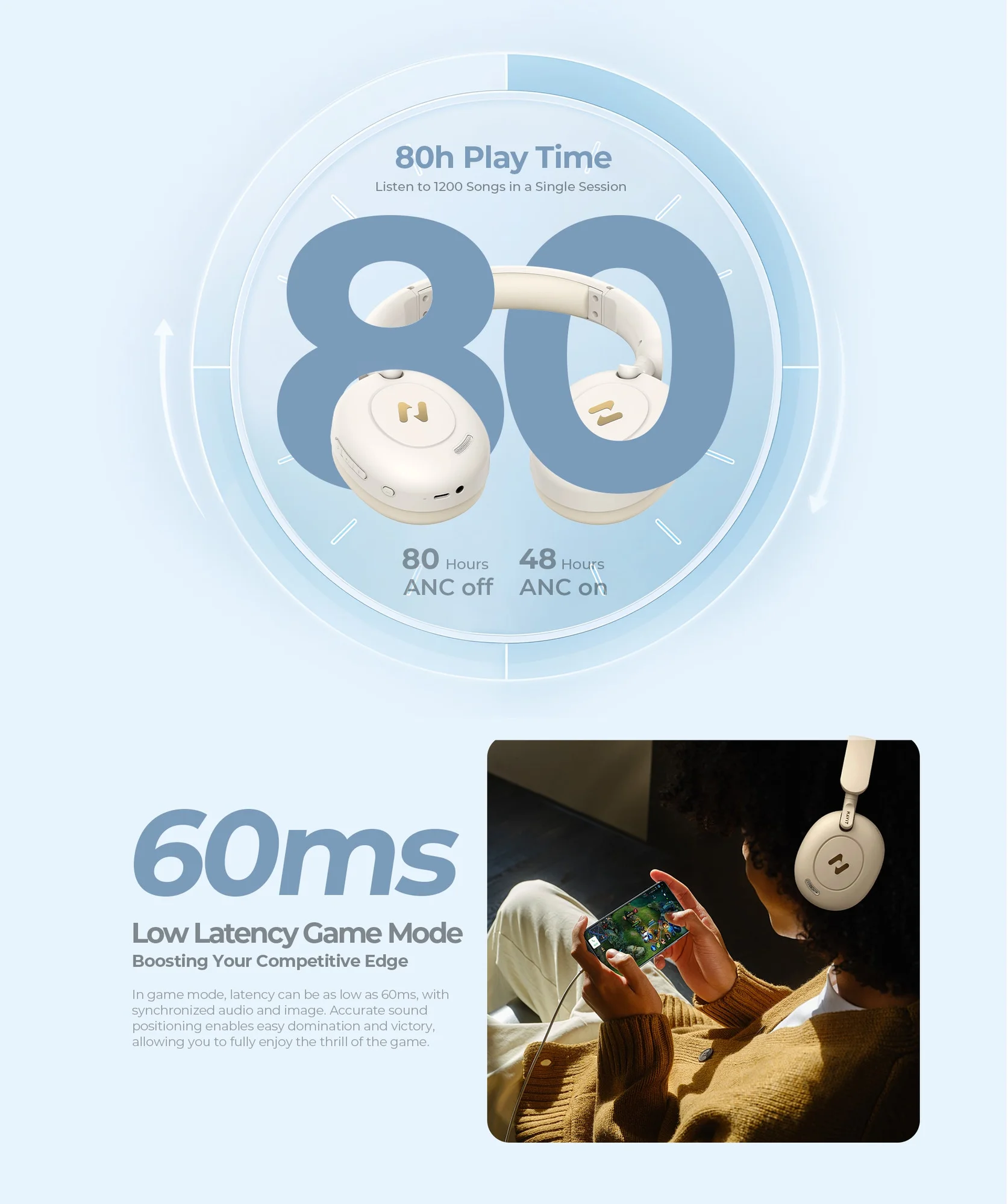 HAVIT H655BT PRO ANC Wireless Over-Ear Noise Cancelling Headphones - Thumbnail 16