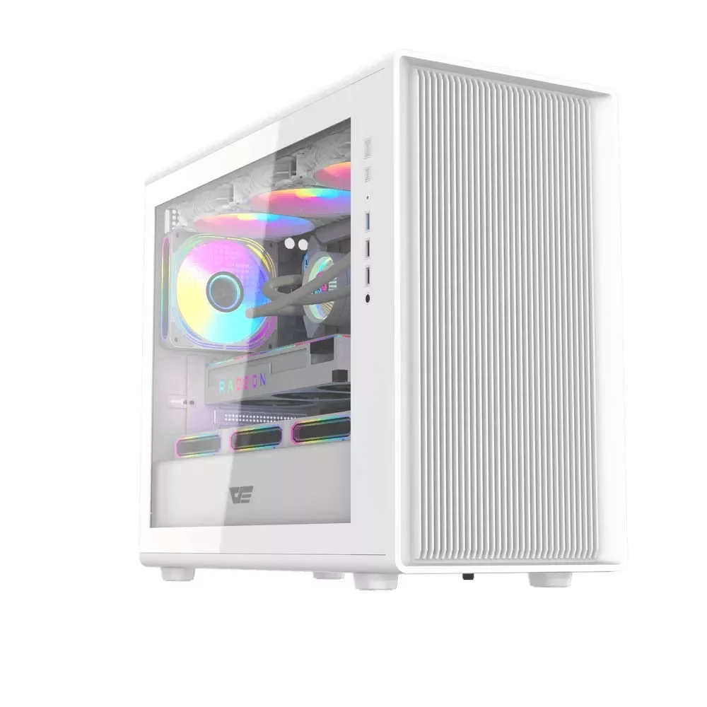 كيس كمبيوتر DarkFlash DB460M Micro-ATX أبيض بدون مراوح