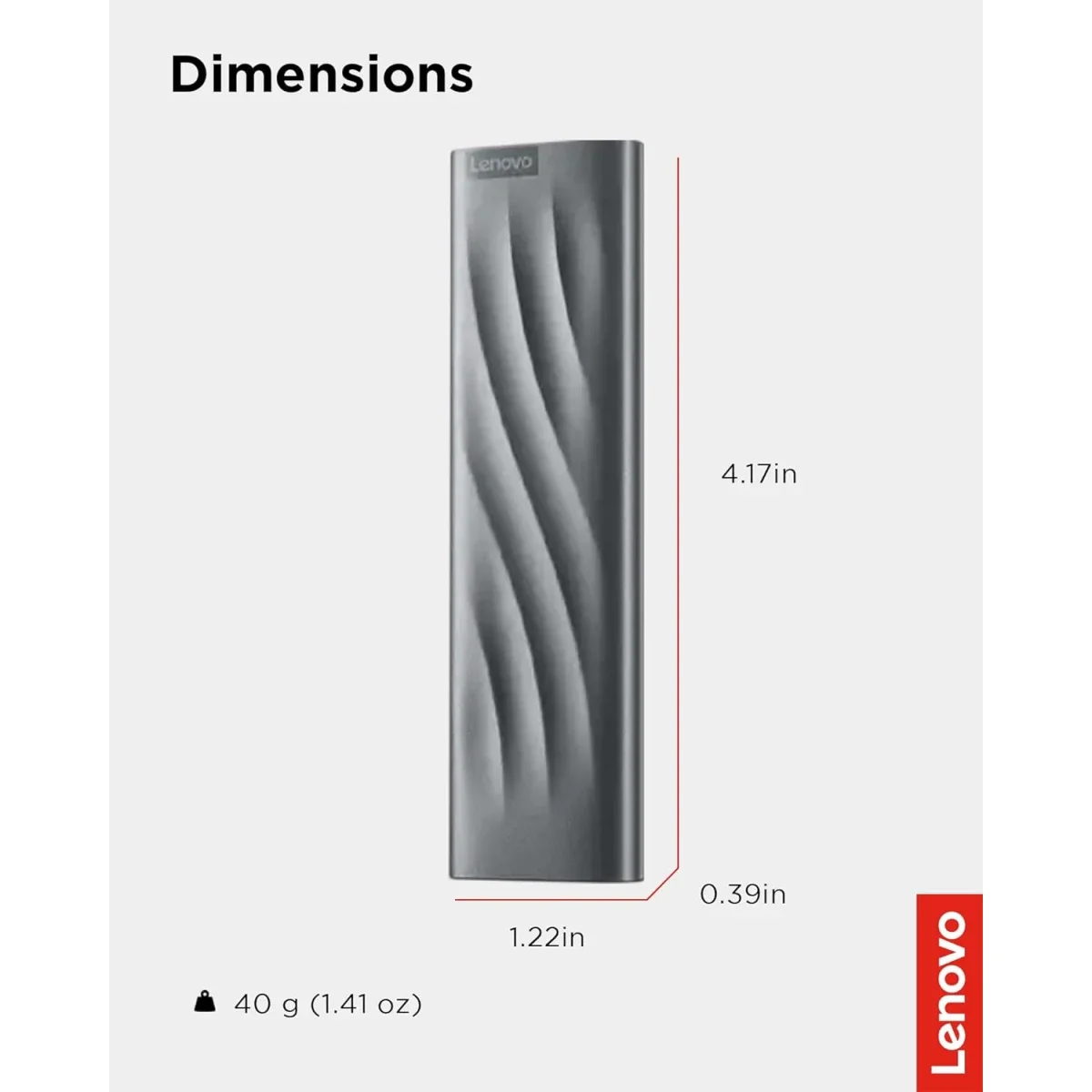 وحدة SSD خارجية محمولة Lenovo PS8 سعة 1 تيرابايت USB 3.2 Gen 2، رمادي عاصف - Thumbnail 5