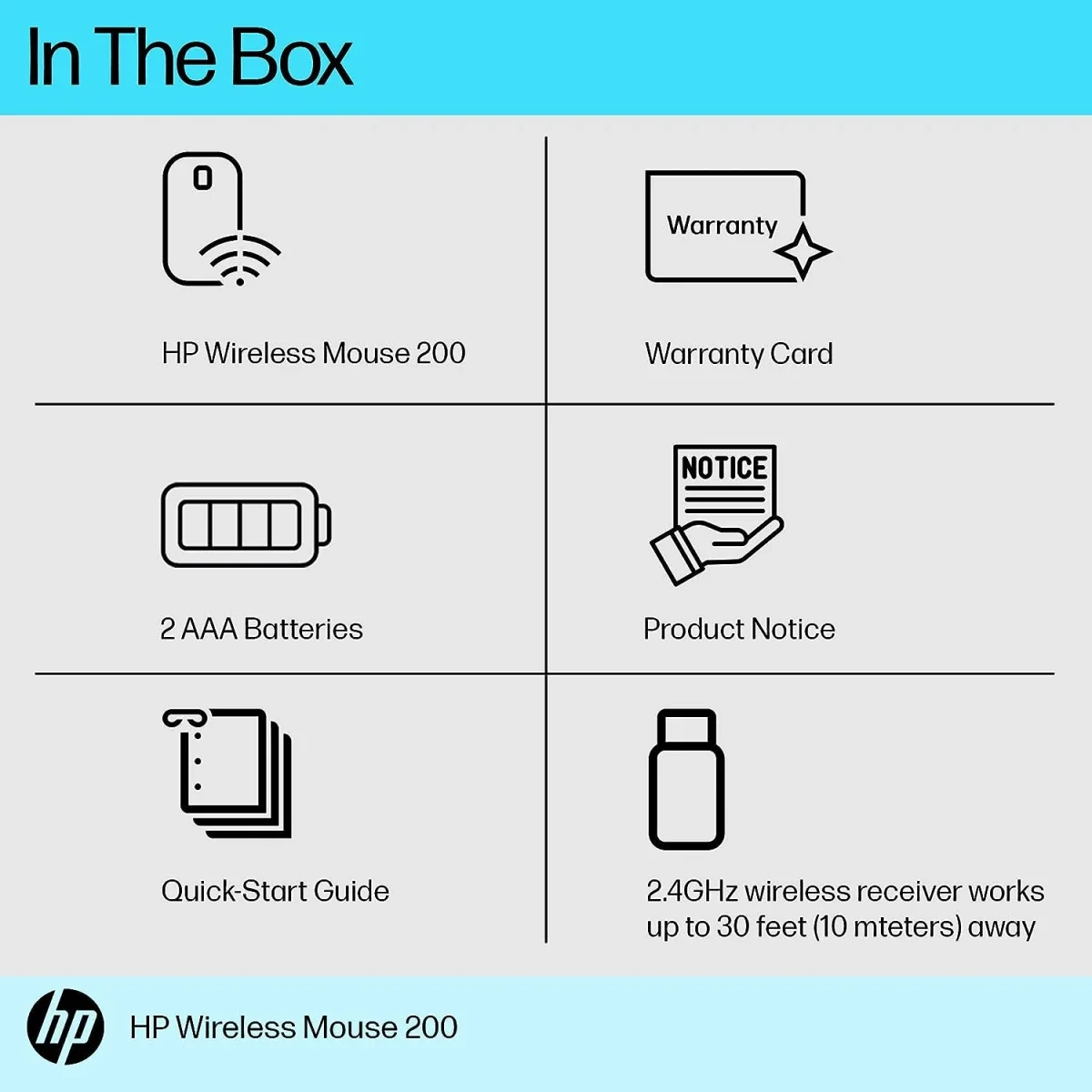 ماوس HP 200 لاسلكي USB بمستشعر بصري 1000 DPI، أسود - Thumbnail 6