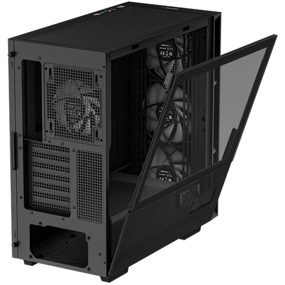 DeepCool CH560 DIGITAL Mid-Tower High-Airflow PC Case with 3x140mm + 1x120mm ARGB Fans and Dual Status Digital Display - Black - Thumbnail 9