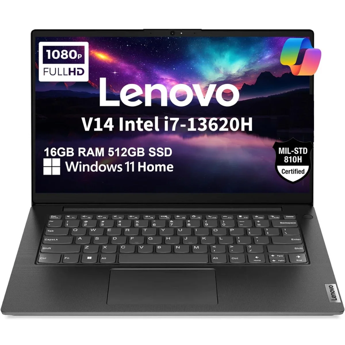 لابتوب Lenovo V14 Gen 4 بمعالج Intel Core i7-13620H وذاكرة 16GB DDR4 و512GB SSD وشاشة 14 إنش FHD وويندوز 11 Home