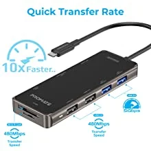 محول USB-C 9 في 1 Promate PrimeHub-Go مع 100W PD و4K HDMI ومنفذ LAN جيجابت و4 منافذ USB وفتحات TF/SD - Image 11