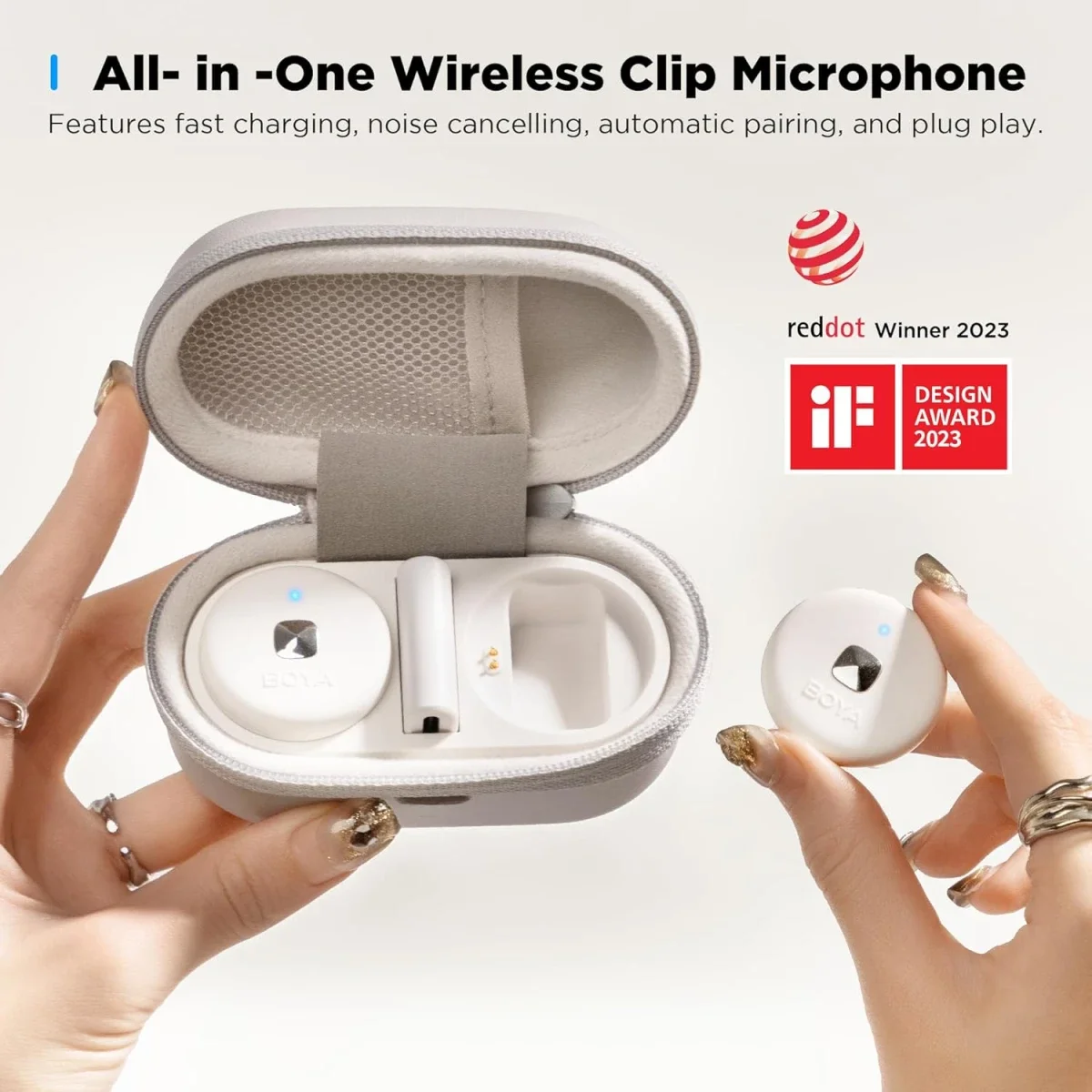 Boya Omic-D Wireless Lavalier Microphone for iPhone, MFi Certified, White - Thumbnail 6