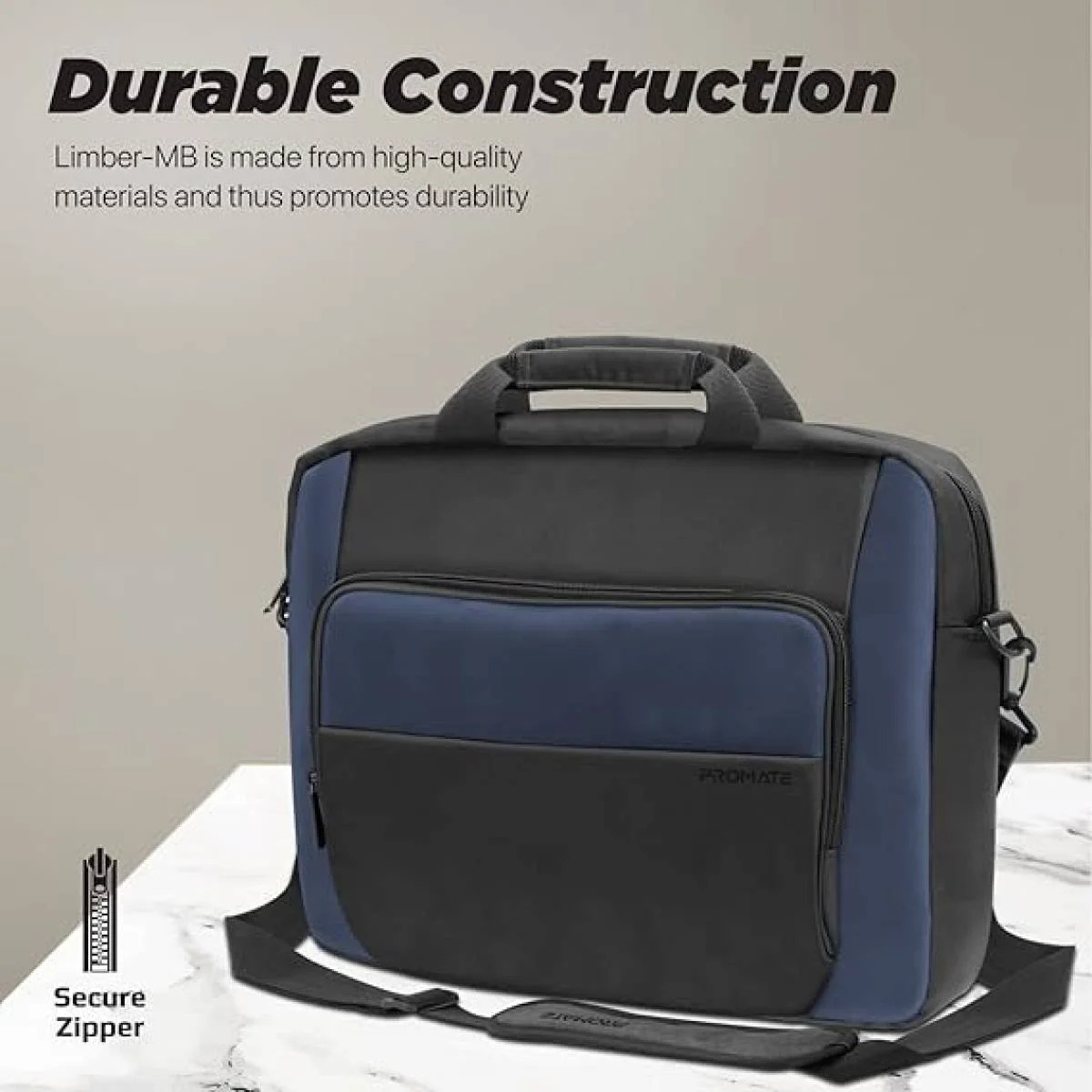 Promate Limber-MB Lightweight Messenger Laptop Bag for Up to 15.6-Inch Laptops - Image 3