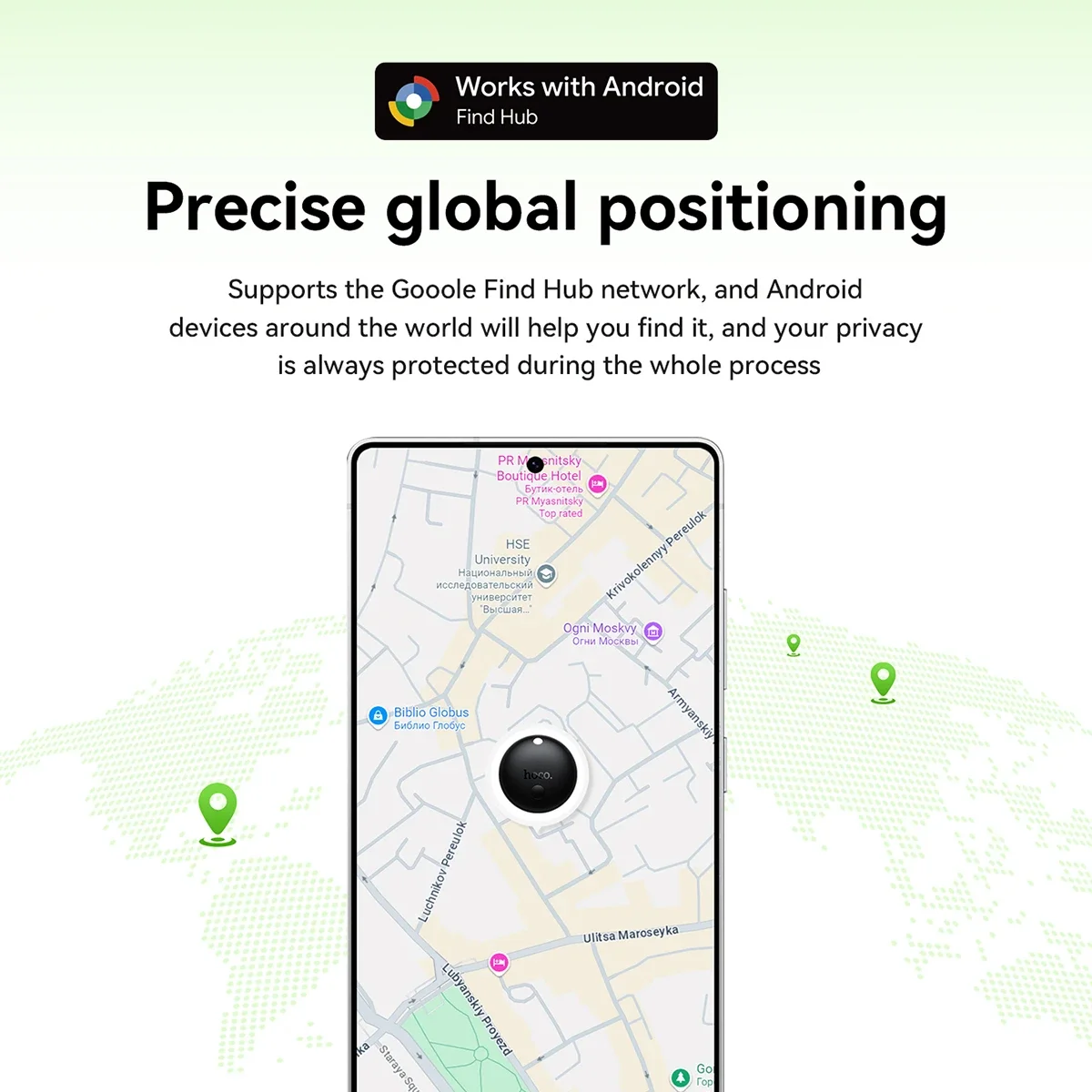 HOCO E93A Smart Anti-Loss Tracker for Android Google Find My Device, Black - Thumbnail 4