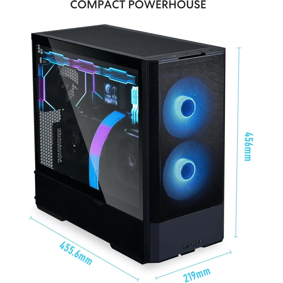LIAN LI LANCOOL 207 Mid-Tower Case, 2x 140mm & 2x 120mm Fans, 360mm Radiator & 8-Fan Support, Steel & 4mm Tempered Glass, Black - Thumbnail 6