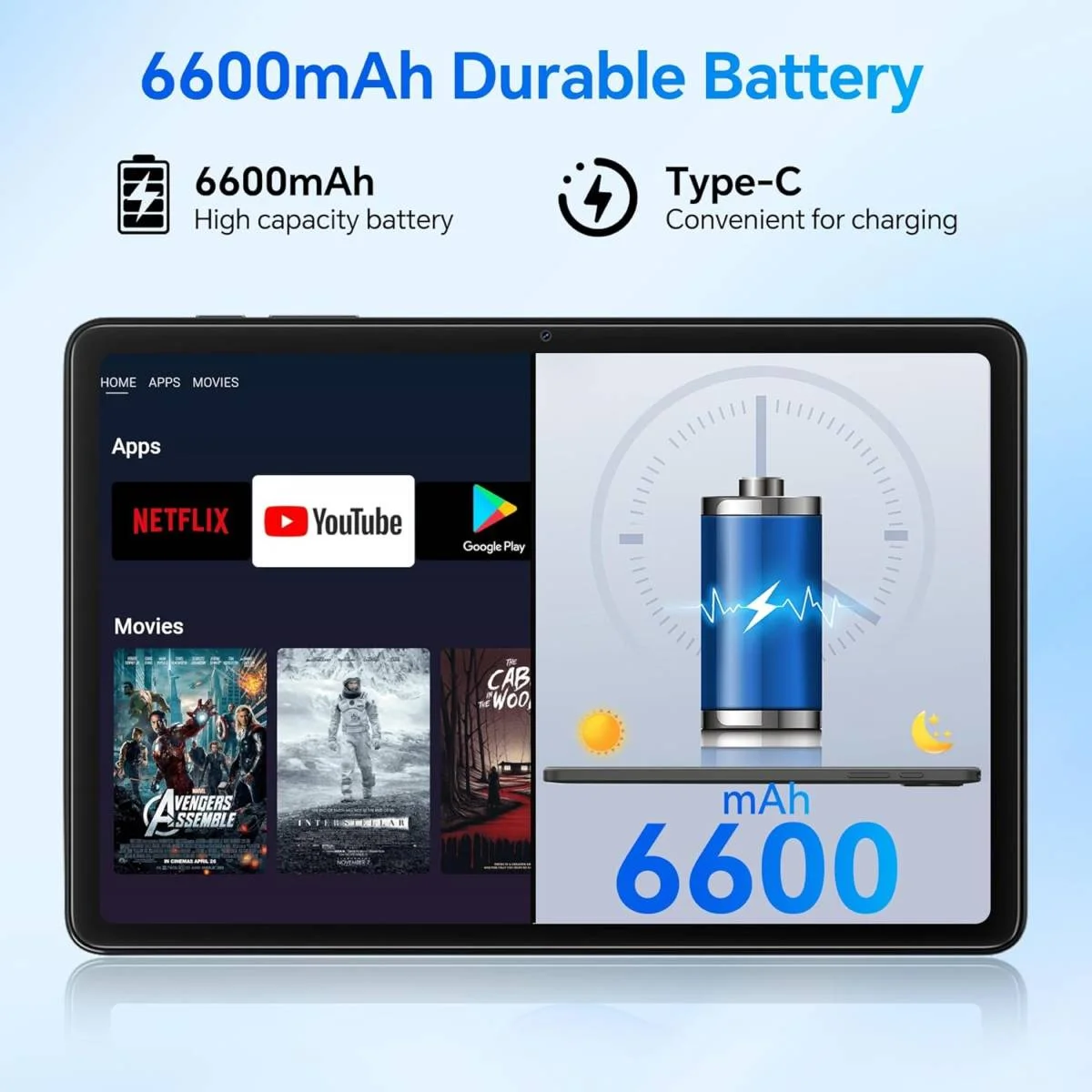 تابلت BlackView Tab 20 واي فاي 10 إنش أندرويد 15 رام 4+8GB وسعة 64GB أزرق Storm Blue - Thumbnail 4