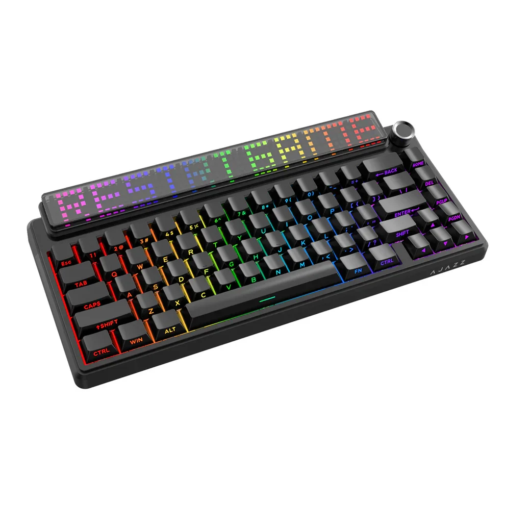AJAZZ Pixel68 Mechanical Gaming Keyboard, White Peach Switch, Dot Matrix Screen, Wireless Bluetooth, Hot-Swappable, Factory Engraved Black, 8+8k - Image 7