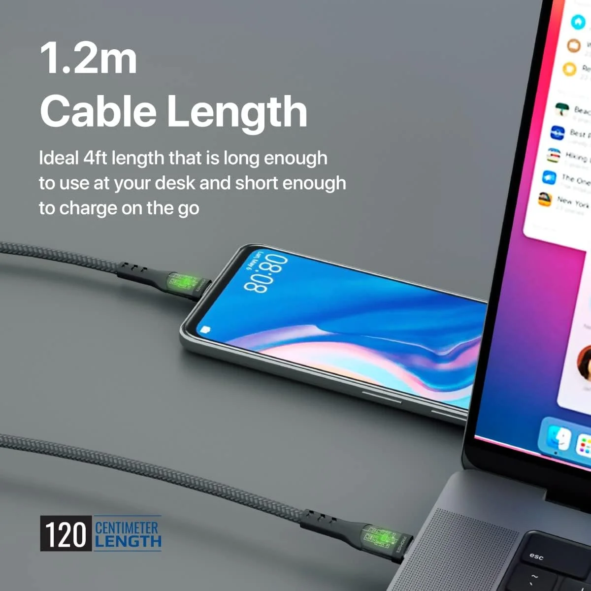 Promate TransLine-CC200 USB-C to USB-C 60W Nylon Braided Cable 2m Blue - Image 6