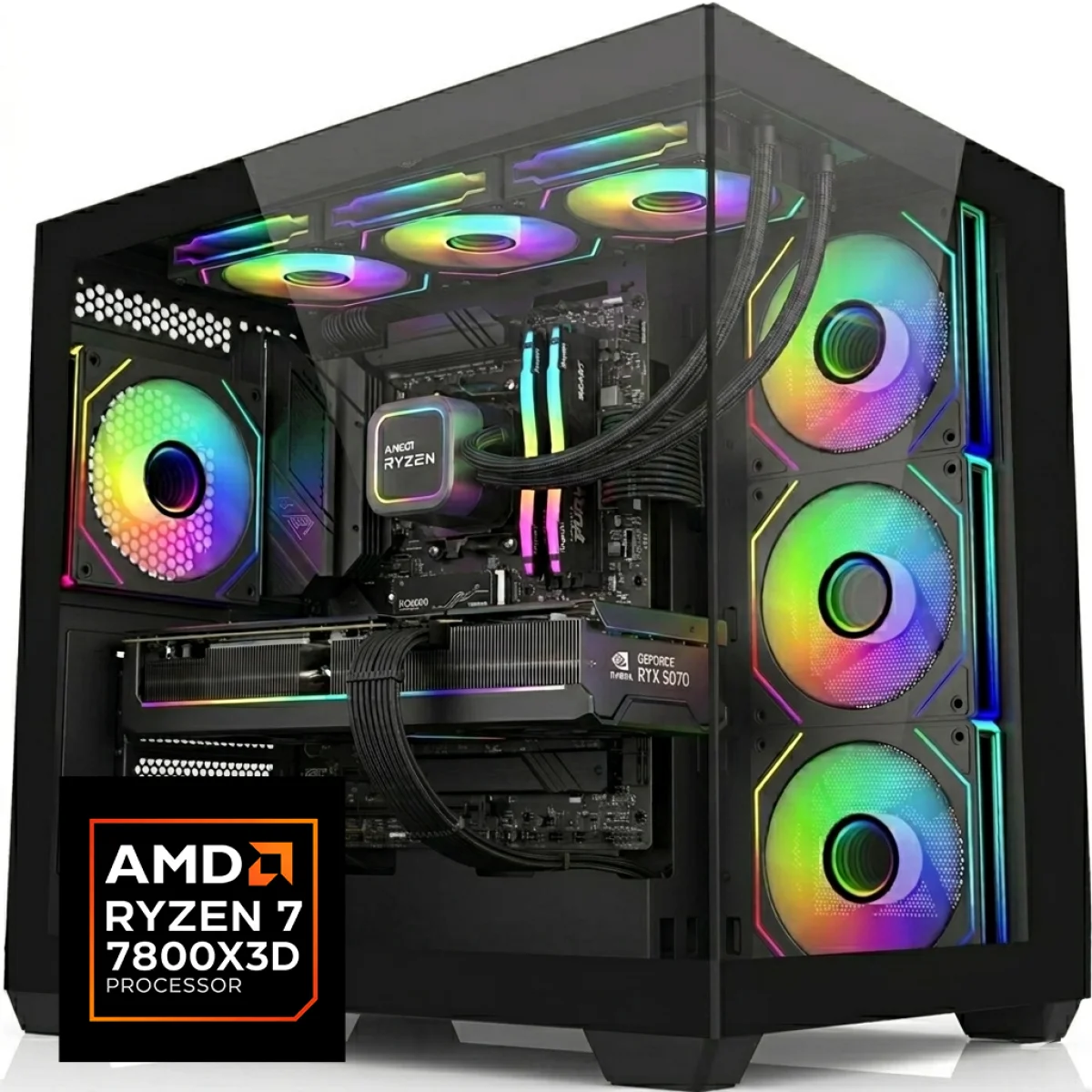 GTS 7800X3D Gaming Desktop PC - AMD Ryzen 7 7800X3D, RTX 5070 12GB GDDR7, 32GB DDR5 6000MHz, 1TB NV3, 360mm Liquid Cooling