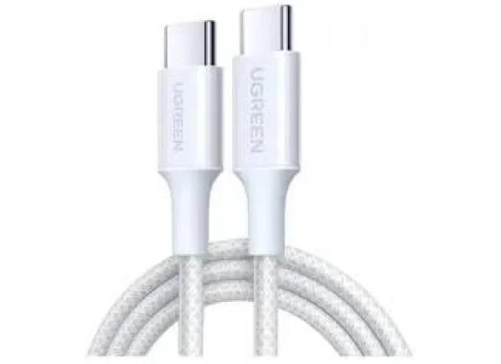 كيبل شحن Ugreen L502 من USB-C إلى USB-C بقدرة 100W وتيار 5A ودعم PD مضفّر 2M أبيض - Thumbnail 2