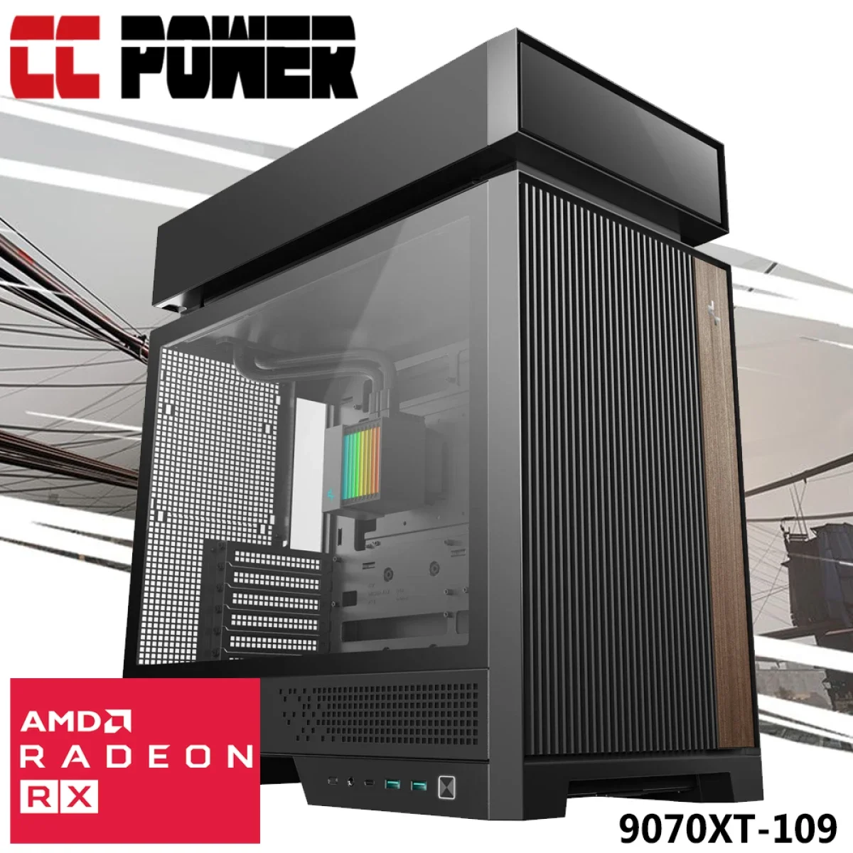 كمبيوتر ألعاب Asus 9070XT-109 بمعالج Intel Core Ultra 9 285K وكرت Radeon RX 9070 XT وذاكرة 32GB وSSD سعة 1TB ومبرد سائل - Image 1