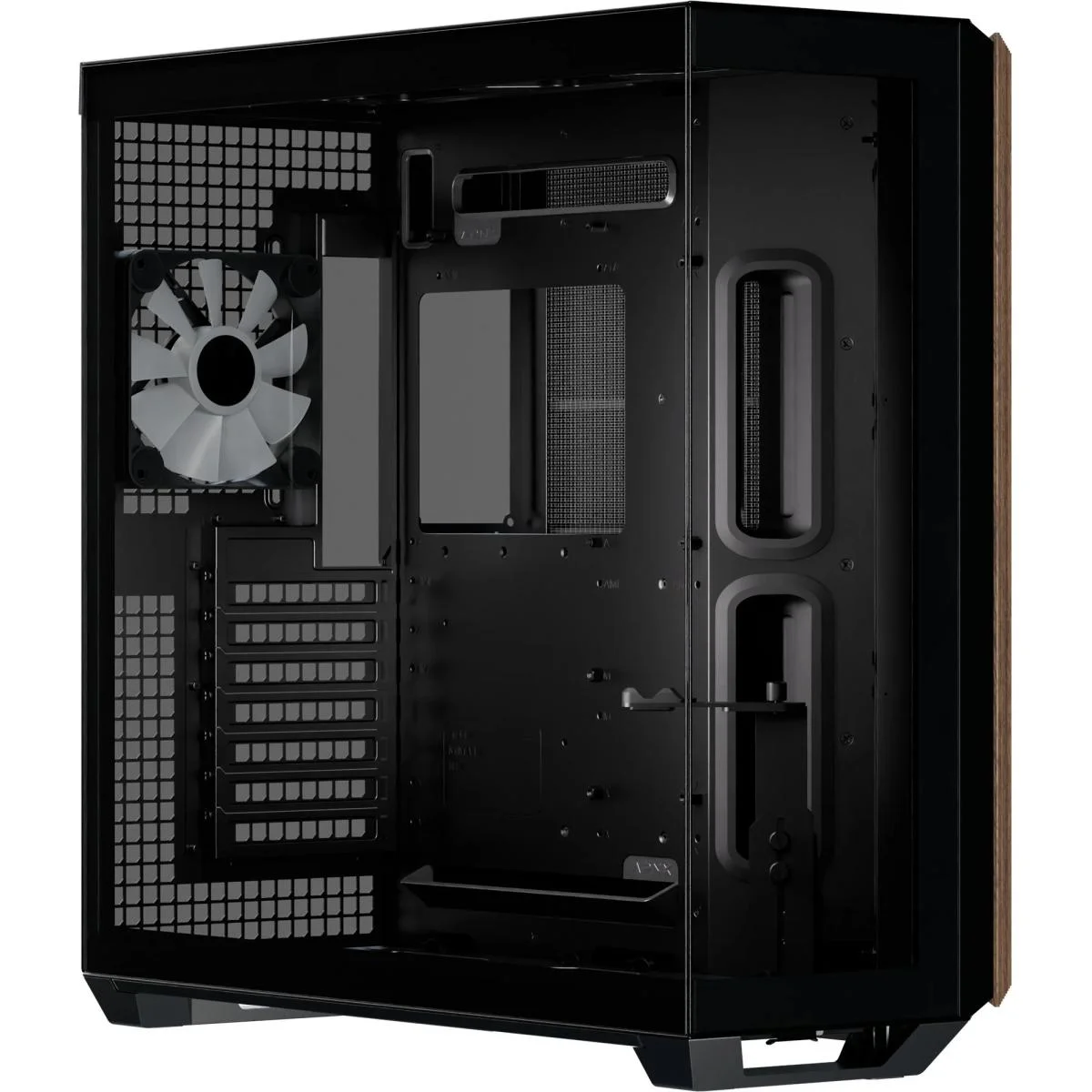 APNX V1 Black/Wood ATX Mid-Tower Panoramic Tempered Glass Gaming Case with 4 ARGB Fans