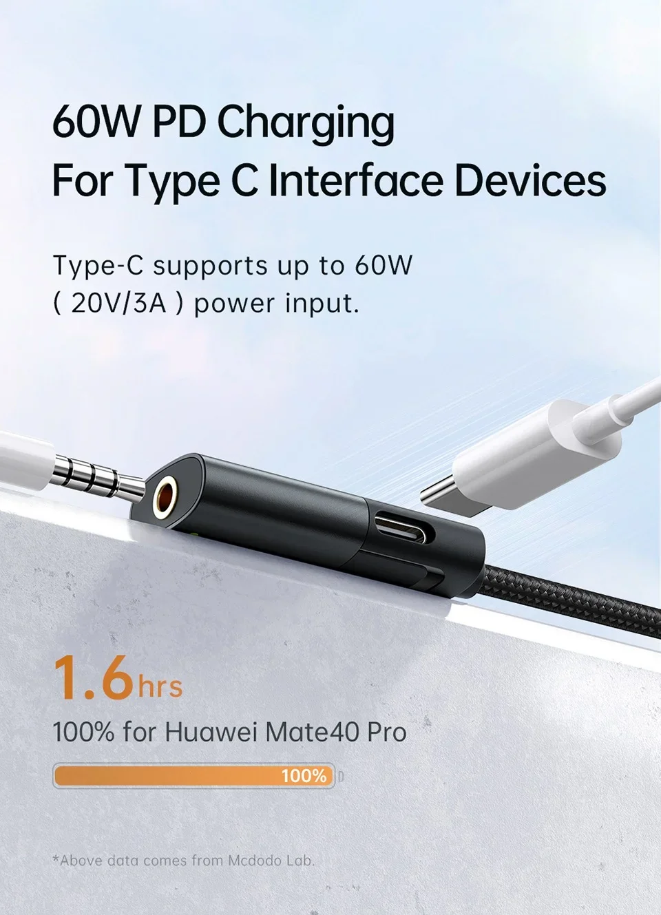 Mcdodo CA-1880 60W PD USB-C to USB-C and 3.5mm AUX Audio Cable - Image 9