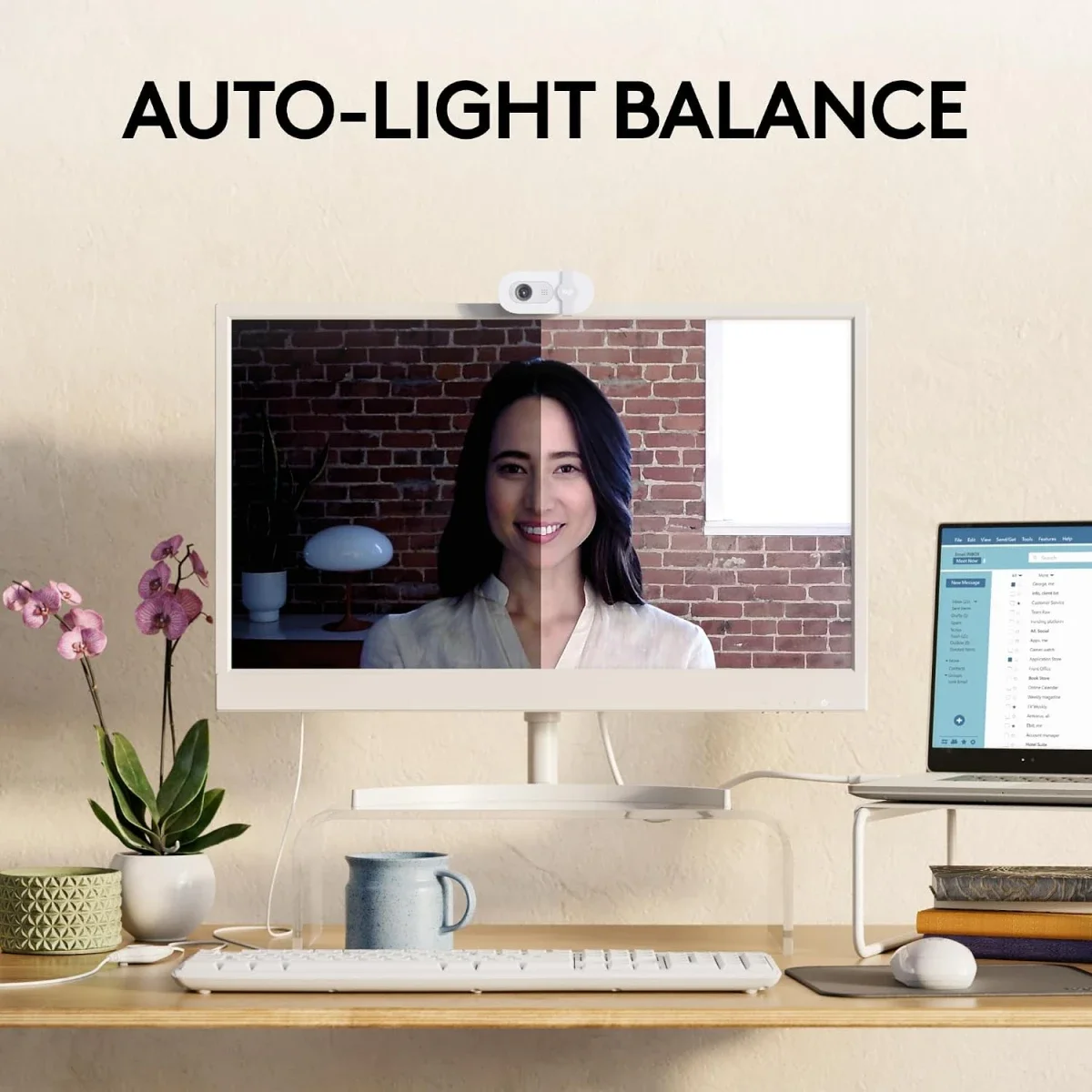 كاميرا ويب Logitech Brio 100 بدقة Full HD 1080p مع ميكروفون وغطاء خصوصية USB-A - أبيض - Thumbnail 4
