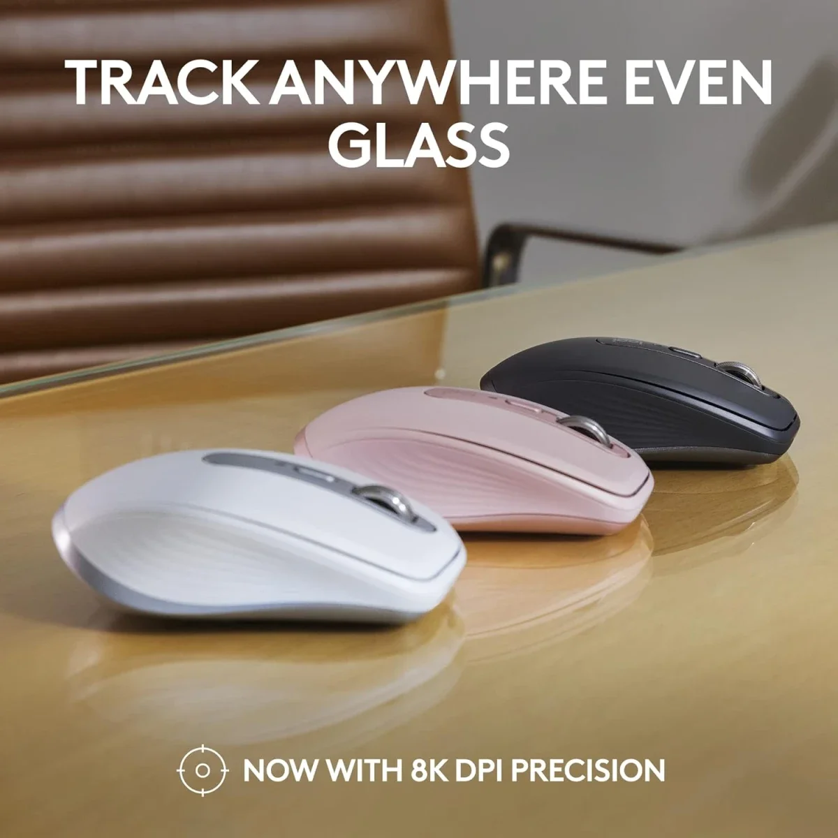 ماوس Logitech MX Anywhere 3S لاسلكي بدقة 8K DPI وبلوتوث، رمادي فاتح - Thumbnail 3