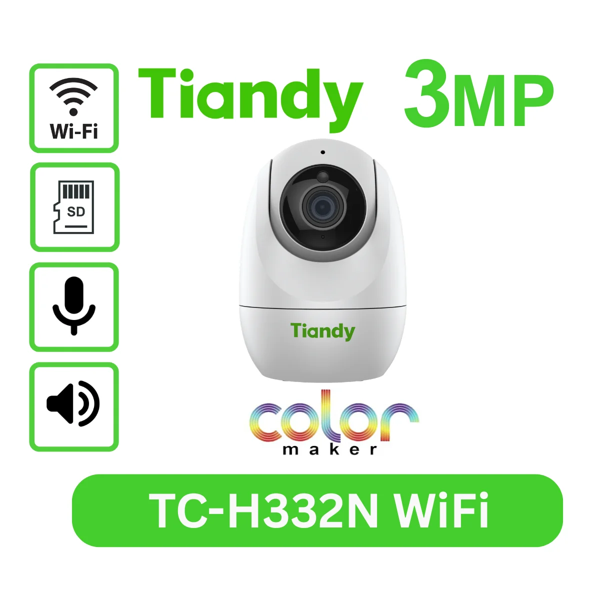 كاميرا مراقبة Tiandy واي فاي PT 3MP بزاوية 360° TC-H332N 9DA-4