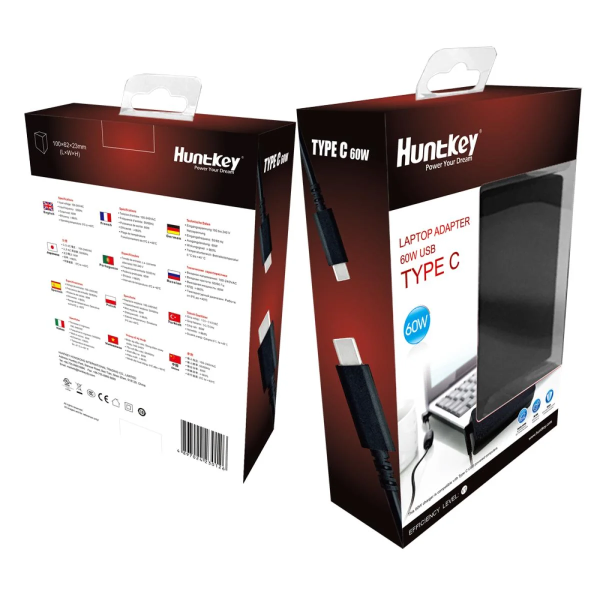 شاحن لابتوب Huntkey 65 واط USB-C عالمي