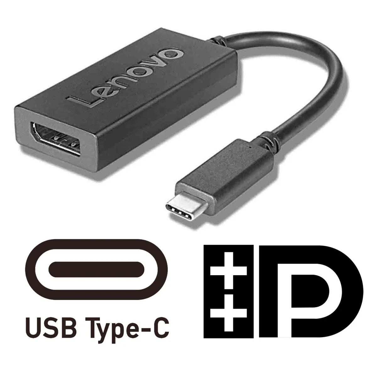 Lenovo USB-C Male to DisplayPort Female Adapter 200mm 4K Black