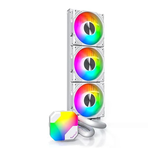 مبرد معالج سائل Montech HyperFlow ARGB 360 بمضخة 3100 RPM يدعم Intel وAMD – أبيض - Image 2