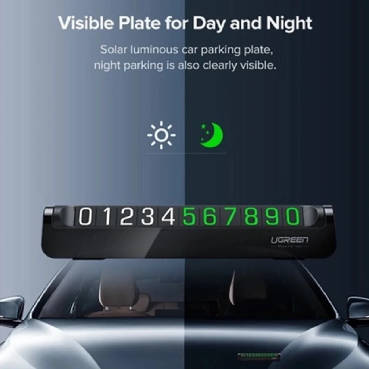 بطاقة مواقف سيارات مؤقتة Ugreen LP178 لعرض رقمين باللون الأسود 60326 - Image 4
