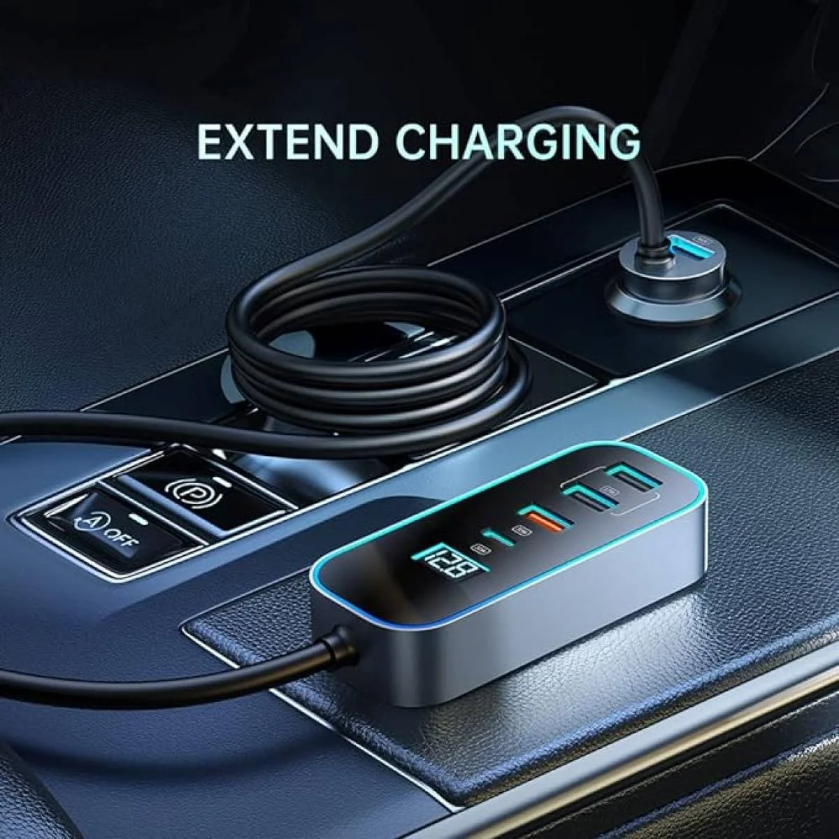 Mcdodo CC-1900 107W 4-Port USB & Type-C Car Charger with Digital Display - Thumbnail 5