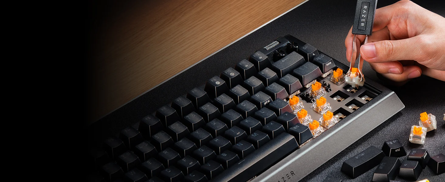 كيبورد ألعاب Razer BlackWidow V4 75% ميكانيكي قابل لتبديل السويتشات مع سويتشات برتقالية لمسية - أسود - Thumbnail 14