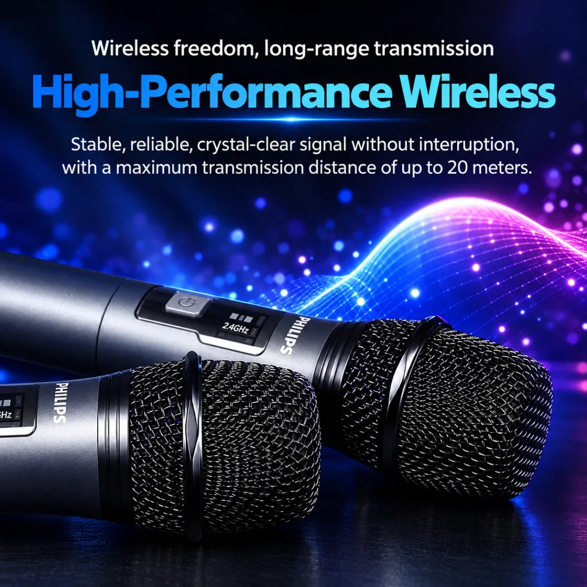 Philips DLM3401TP/00 Dual Wireless Karaoke Microphone Set, 30m Range, 12 Hours - Image 6