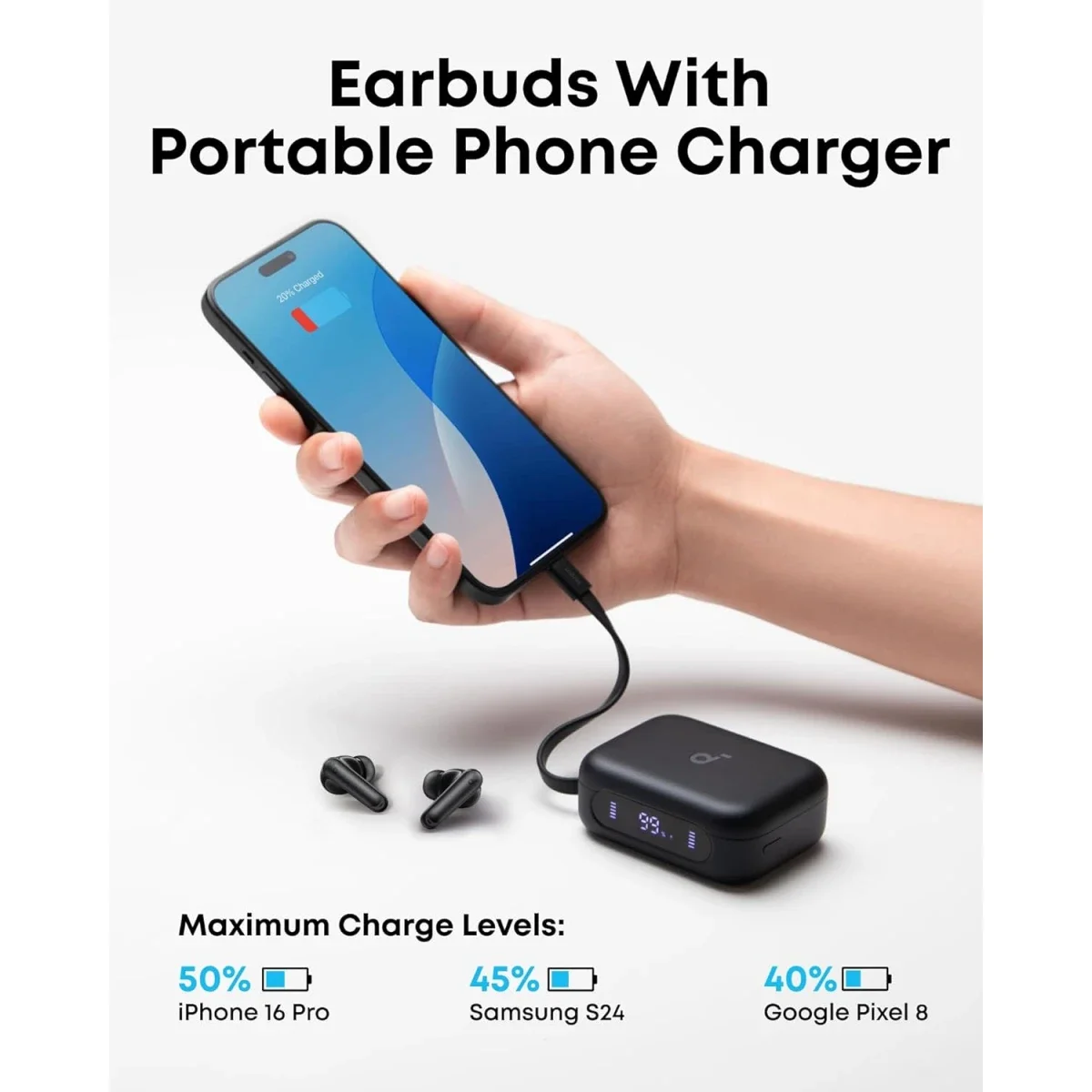 Anker Soundcore P41i Adaptive Noise Cancelling Wireless Earbuds, 12H Playtime, 192H with Case, 6-Mic, IPX5, Black - Thumbnail 7