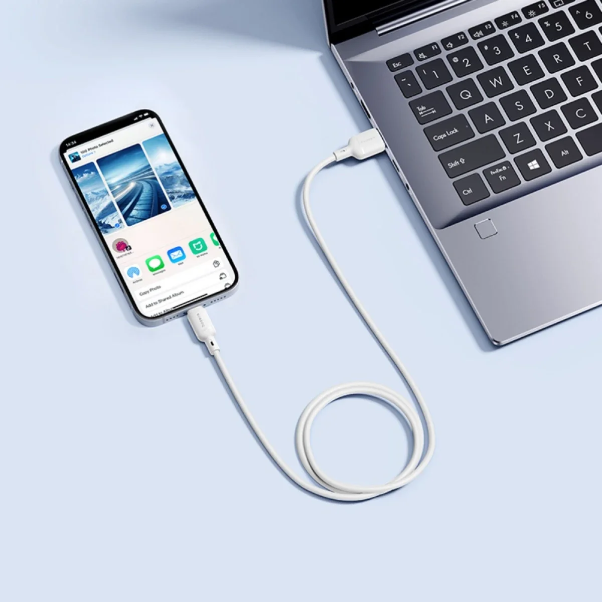 كابل Baseus P10377702213-01 Silky Series من USB-A إلى Lightning 2.4A بطول 2 متر لون Moon White - Image 5