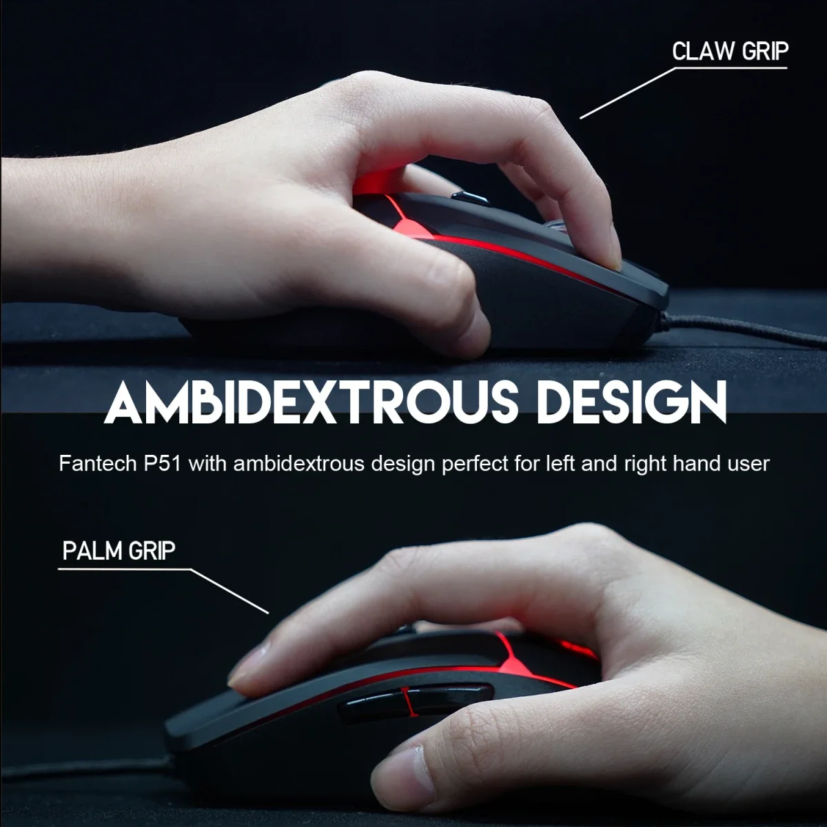 Fantech P51 5-in-1 Wired Gaming Combo Set with Keyboard, Mouse, Headset, Mousepad & Stand - Black - Thumbnail 4