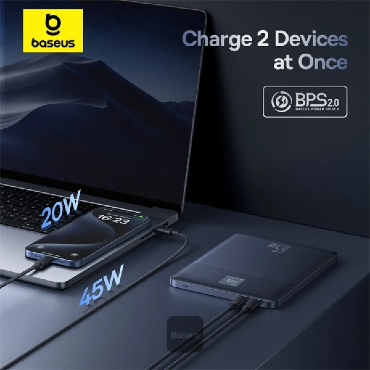 Baseus Blade2 12000mAh 65W Ultra-Thin Power Bank with Digital Display - Blue - Thumbnail 7