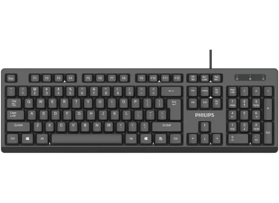 لوحة مفاتيح Philips K234 سلكية USB، 104 مفتاح مع لوحة أرقام، أسود - Image 10
