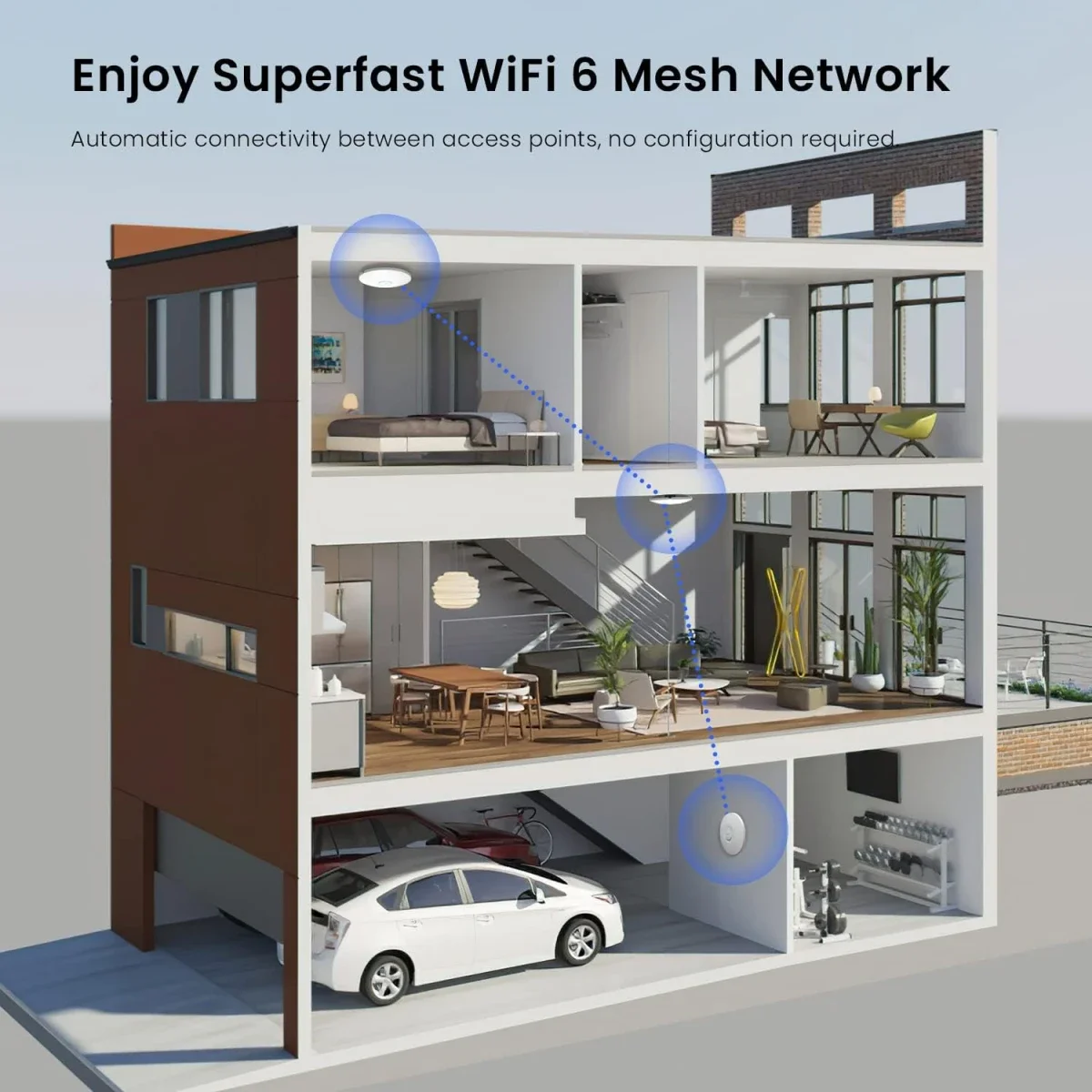 نقطة وصول سقفية Tenda i29 Wi-Fi 6 AX3000 ثنائية النطاق جيجابت لمساحة 500 متر مربع، أبيض - Thumbnail 9