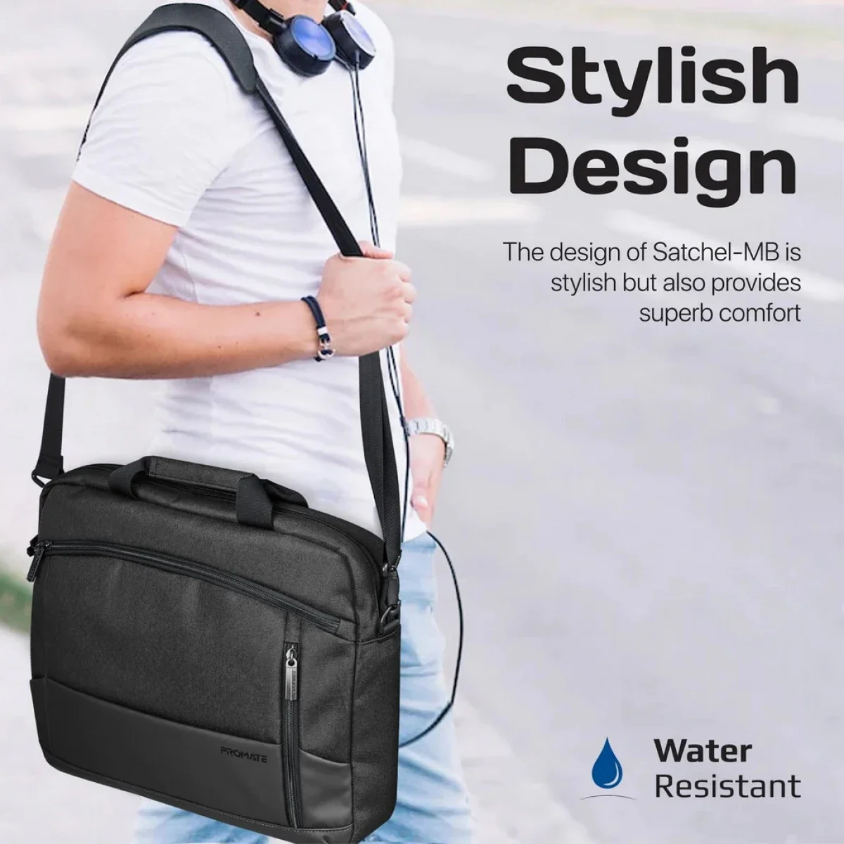 حقيبة لابتوب Promate Satchel-MB ماسنجر خفيفة ومريحة 15.6 إنش - Image 3