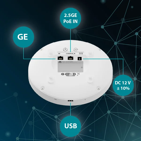 جهاز لاسلكي لتوسيع وتحسين نطاق الانترنت HUAWEI eKitEngine AP661 Wi‑Fi 6 AX6600 ثنائية النطاق للتركيب السقفي - Image 5