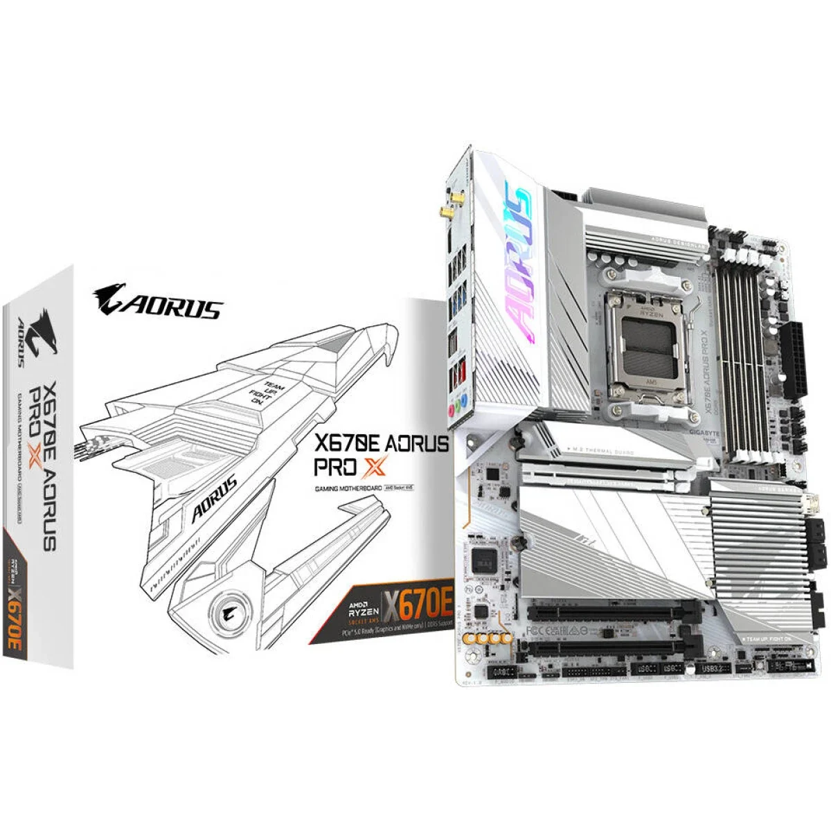 GIGABYTE X670E Aorus Pro X AM5 ATX Motherboard DDR5 Wi-Fi 7 White - Image 1