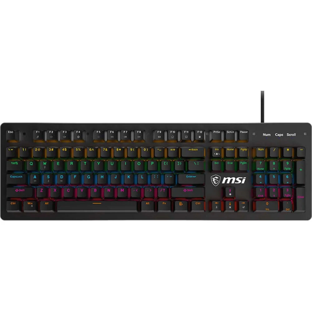 MSI Forge GK300 US Mechanical Keyboard, Blue Switches, Black