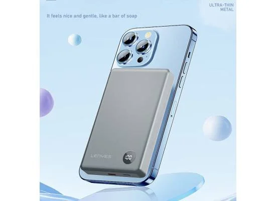 باور بانك مغناطيسي لاسلكي Lenyes PW037D بسعة 5000mAh وشحن 15W ومخرج USB-C 20W - Image 6