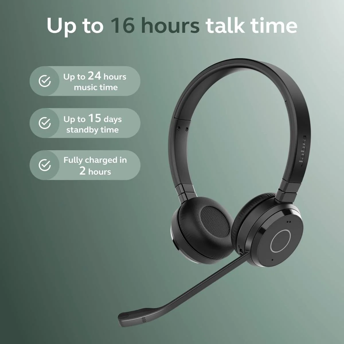 سماعة رأس Jabra Evolve 65 TE Stereo لاسلكية فوق الأذن مع اعتماد Microsoft Teams - Thumbnail 4