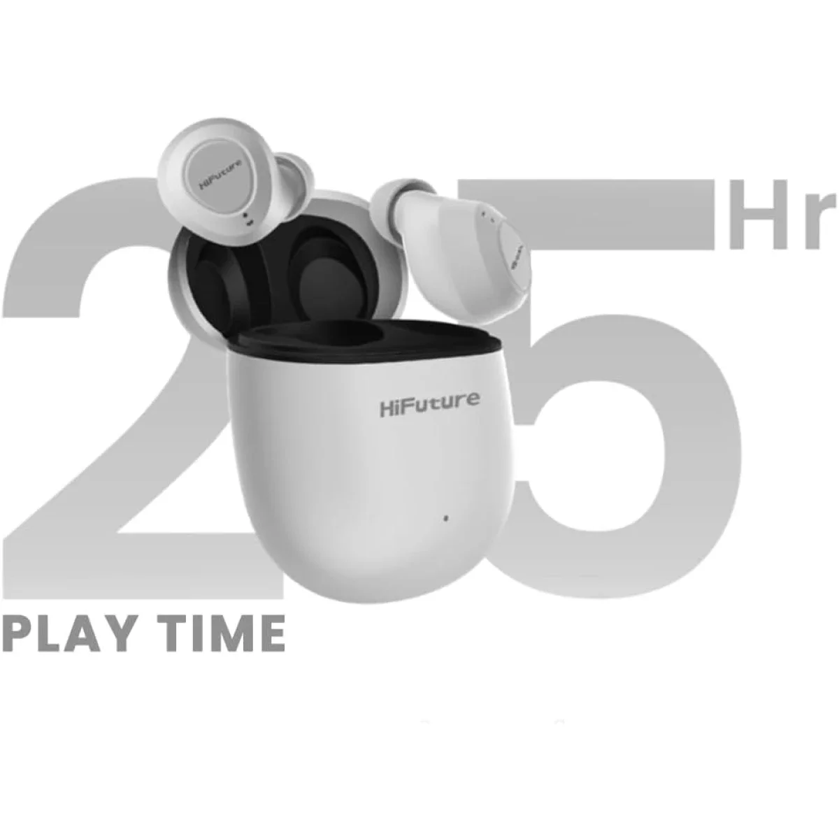 سماعات أذن HiFuture OlymBuds3 لاسلكية، تشغيل حتى 25 ساعة، IPX5، أبيض - Image 2